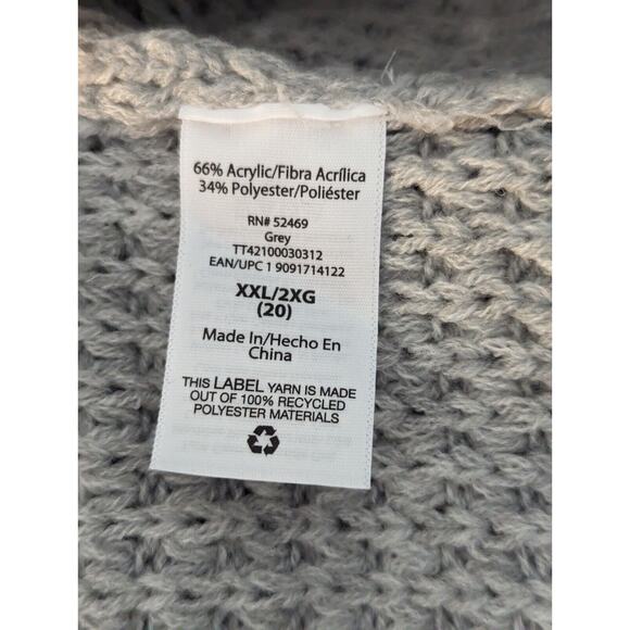 Time and Tru Womens XXL 20 Gray Sweater Classic Winter‎ Cable Knit - Picture 9 of 10